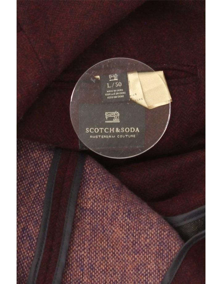 Scotch & Soda Veste Blazer 3 Boutons Homme IT 50 Large Bordeaux Laine