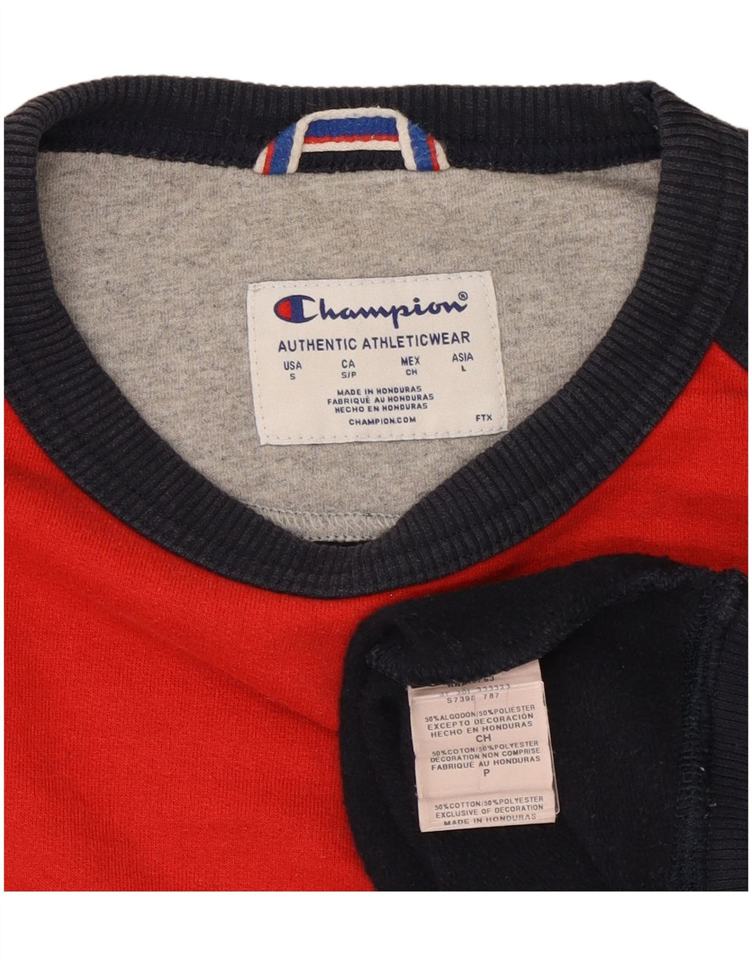 Champion Sweat-shirt pour homme en polyester color block Bleu marine Taille L