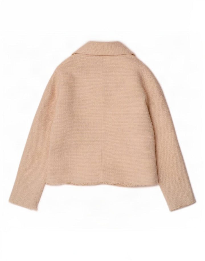 Zara Veste blazer à double boutonnage pour femme UK 12 Medium Off White Polyester