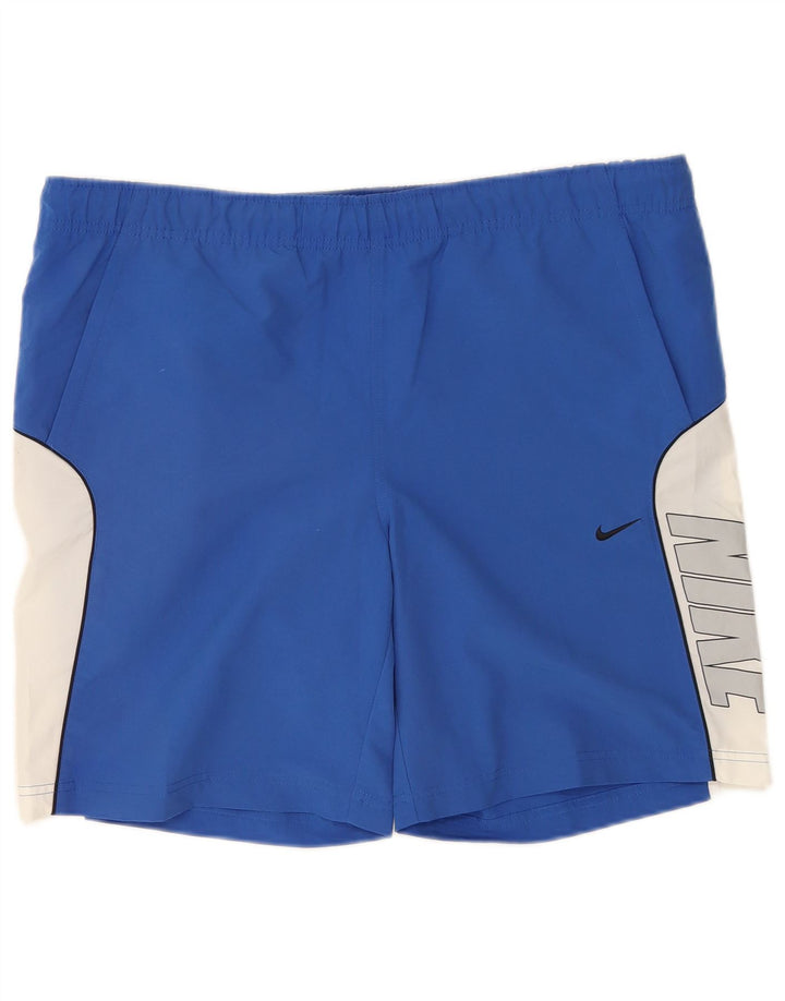 Nike Short de sport graphique pour homme en polyester color block bleu moyen