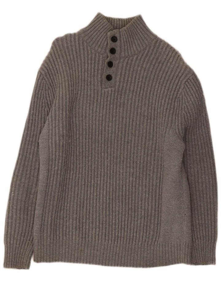 North Sails Pull à col boutonné pour homme en coton gris Taille L