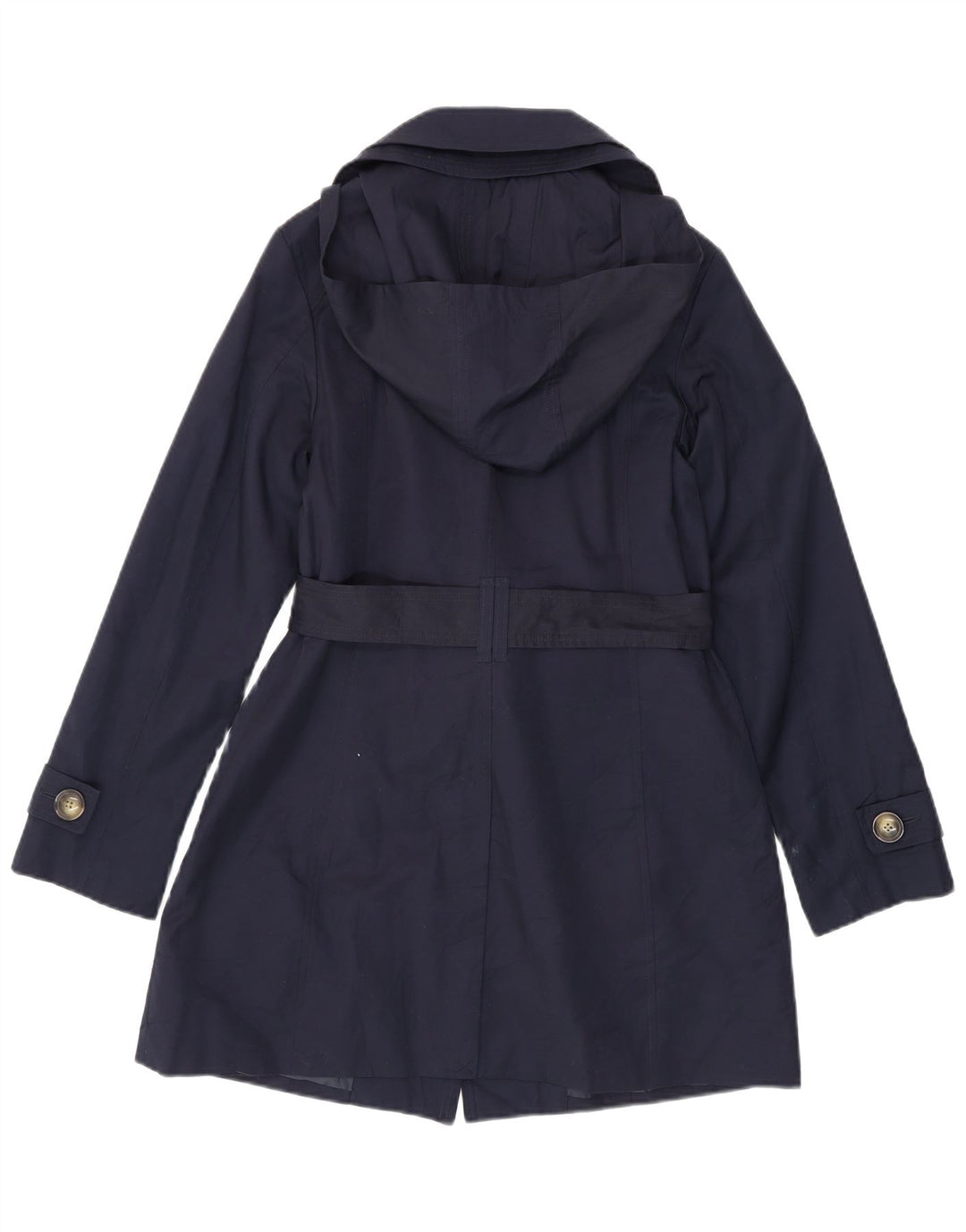 LONDON FOG Trench à capuche pour femme UK 10 Petit coton bleu marine