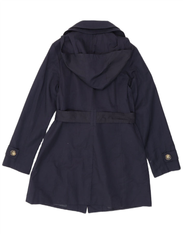 LONDON FOG Trench à capuche pour femme UK 10 Petit coton bleu marine