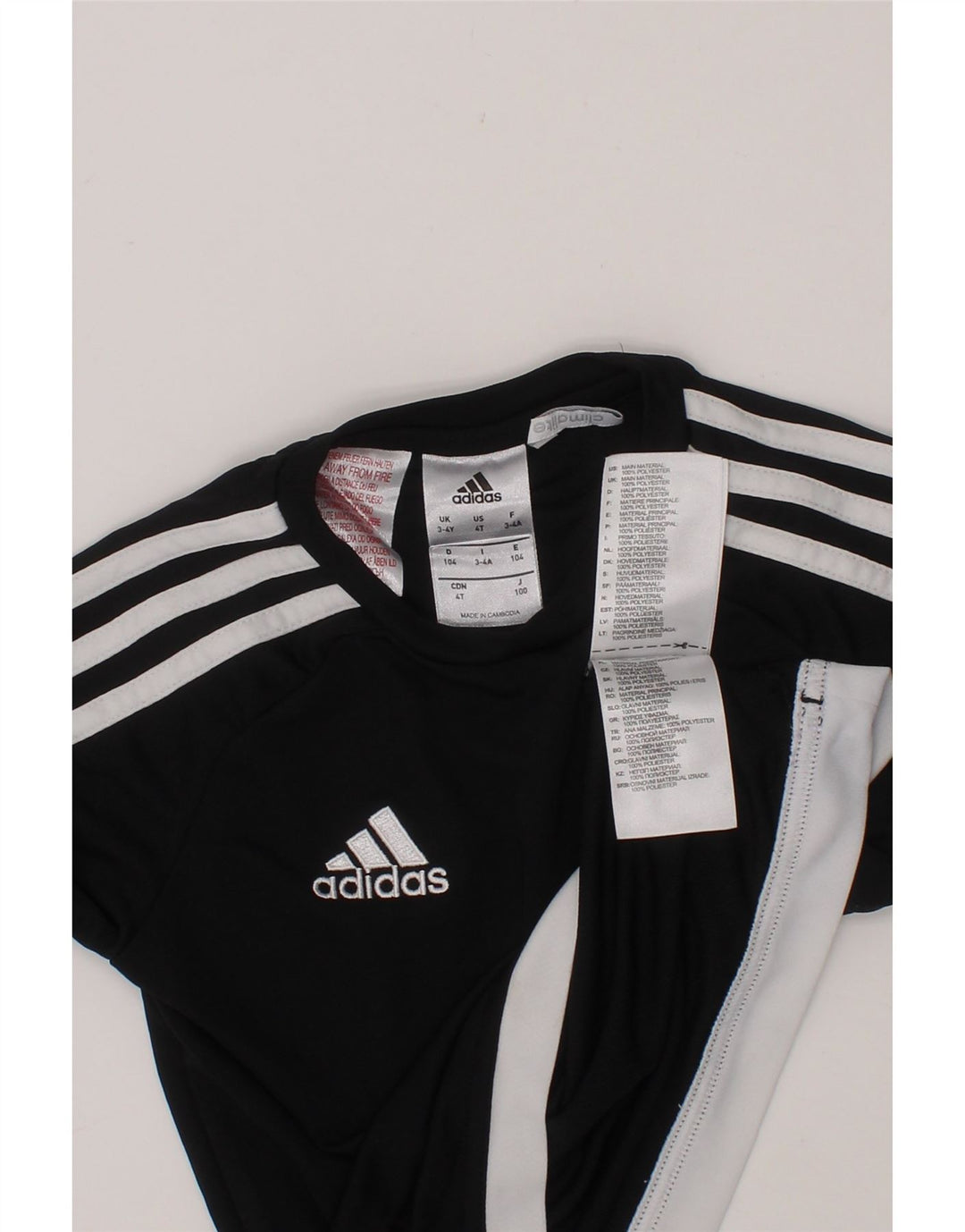 ADIDAS Boys Climalite T-Shirt Top 3-4 Years Black Polyester Vintage Adidas and Second-Hand Adidas from Messina Hembry 