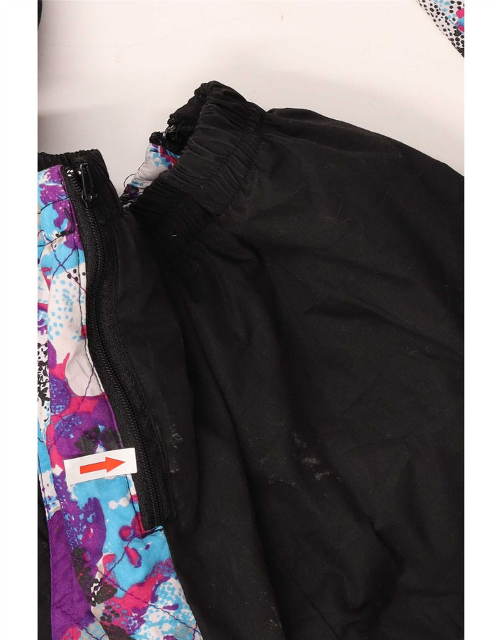 Combinaison de ski à capuche vintage pour homme, polyester color block noir moyen