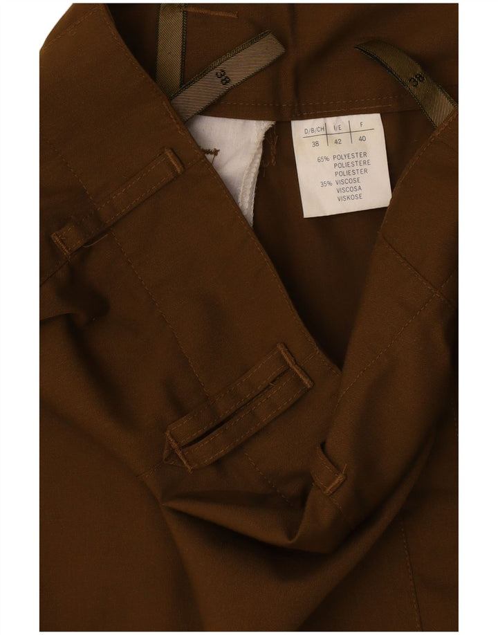 Pantalon décontracté vintage femme chevillé EU 38 Moyen W28 L30 Kaki Polyester