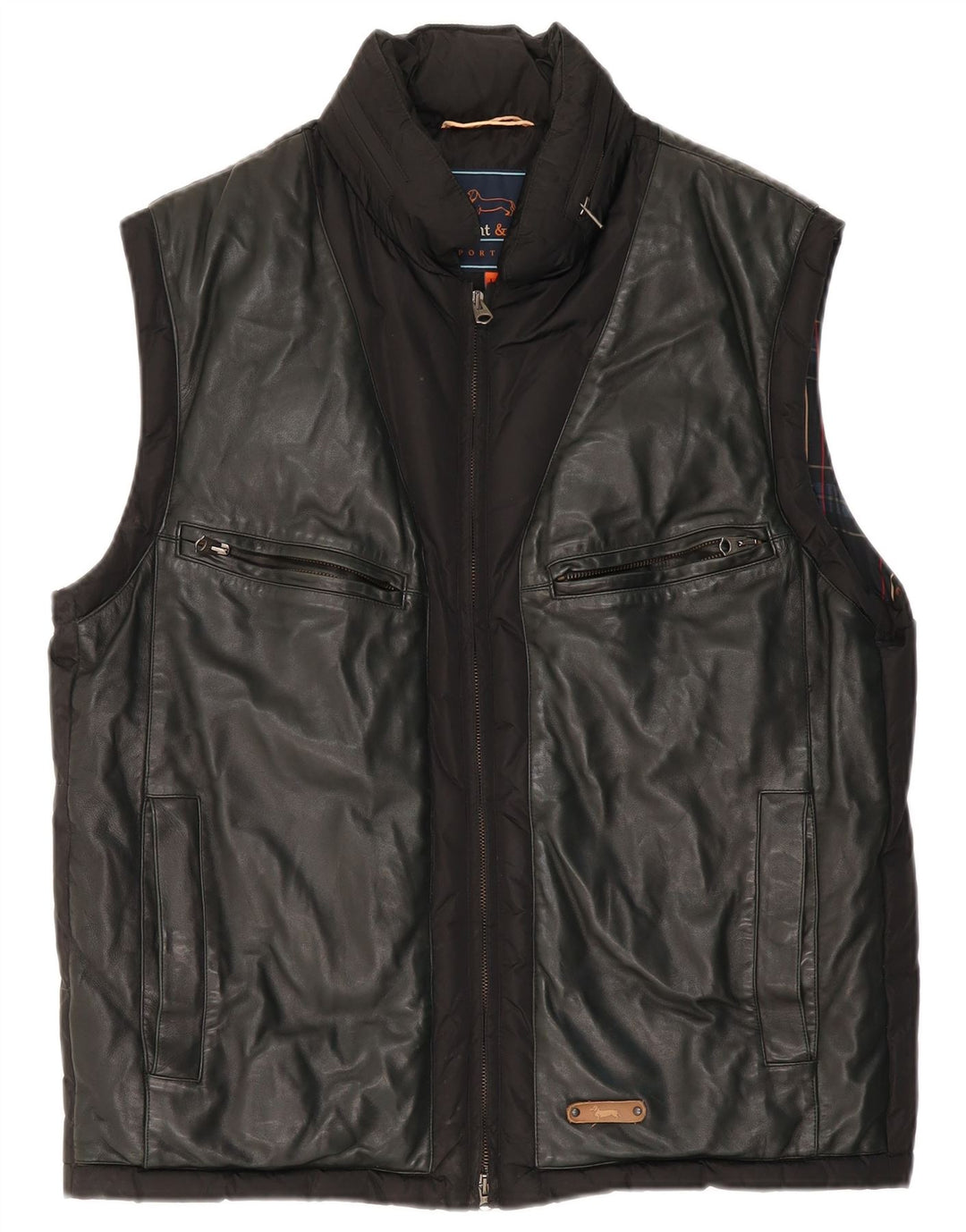Harmont & Blaine Gilet rembourré pour homme UK 40 Grand cuir noir