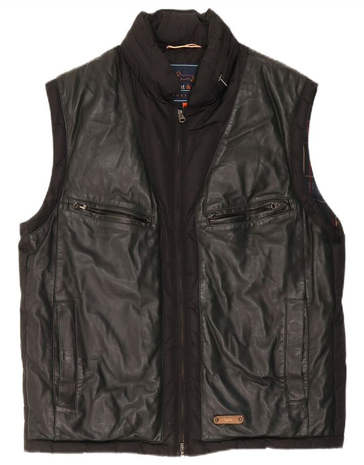 Harmont & Blaine Gilet rembourré pour homme UK 40 Grand cuir noir