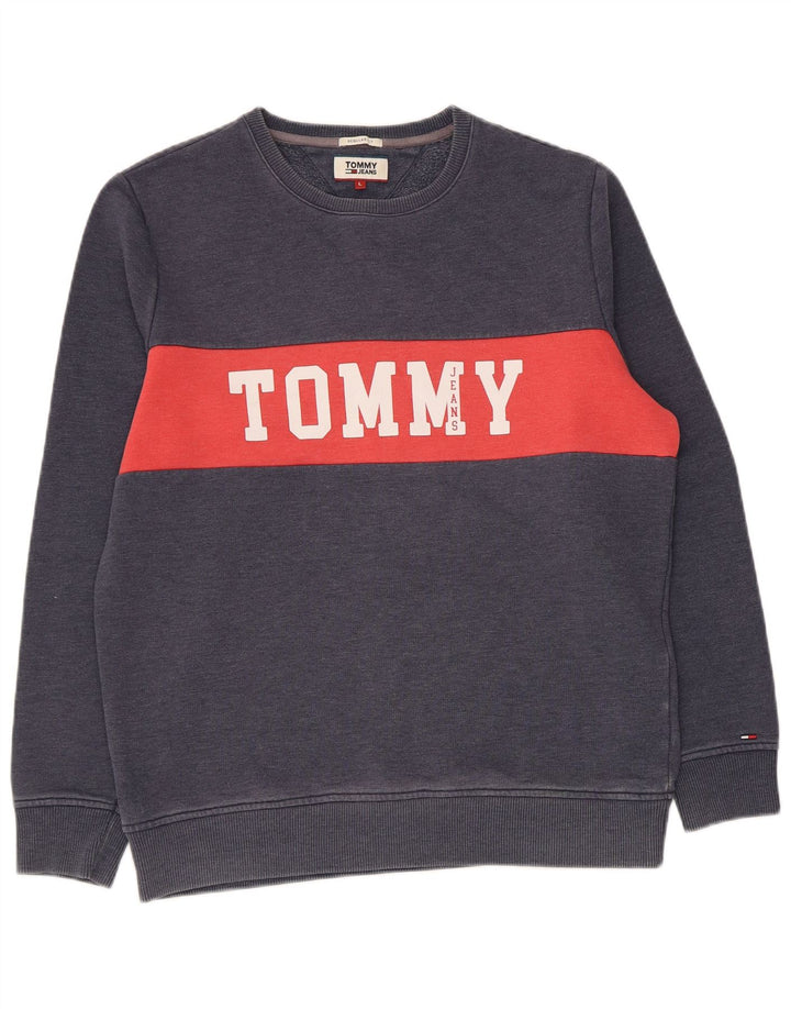 Tommy Hilfiger Sweat-shirt pour homme Large Bleu marine Colourblock