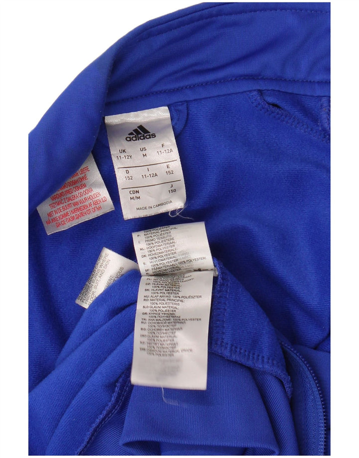 ADIDAS Boys Tracksuit Top Jacket 11-12 Years Blue Polyester