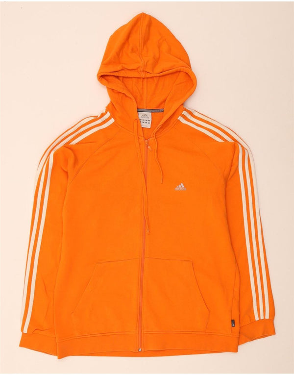 Adidas Pull à capuche zippé pour homme Grand coton orange