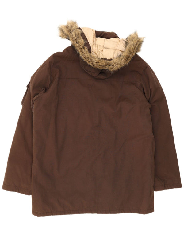 Slam Manteau rembourré à capuche pour homme UK 42 XL Nylon marron