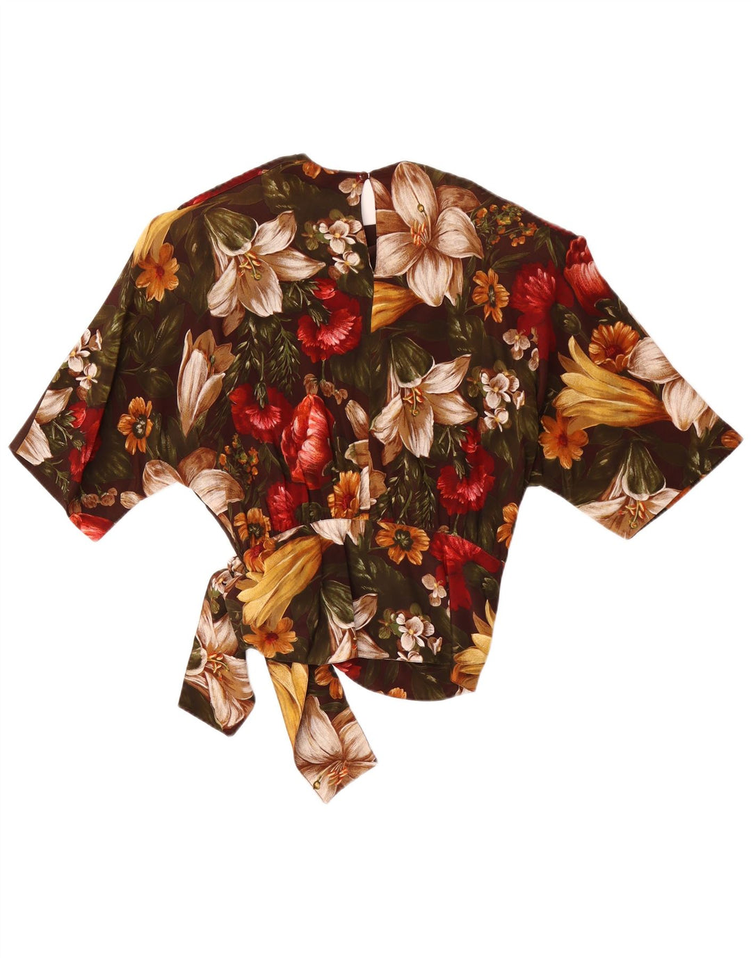 Punto e Virgola Femme Blouse Top IT 44 Acétate Floral Marron Moyen