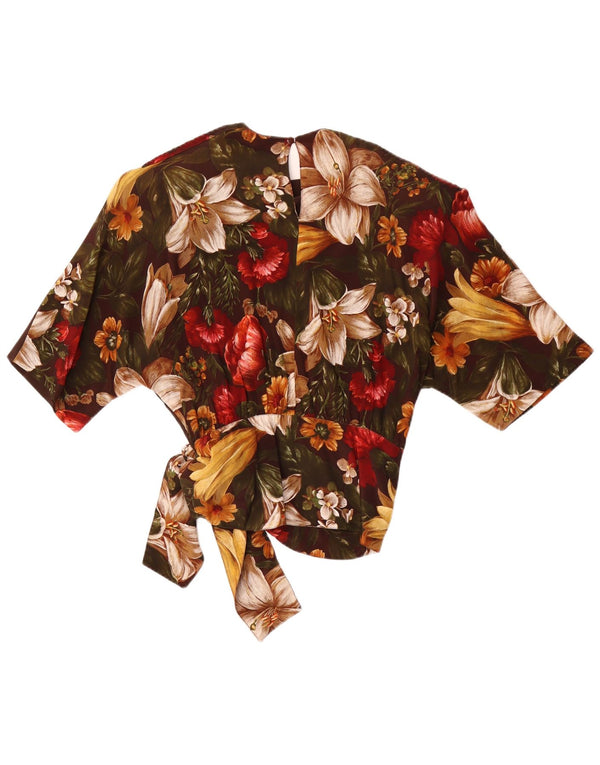 Punto e Virgola Femme Blouse Top IT 44 Acétate Floral Marron Moyen