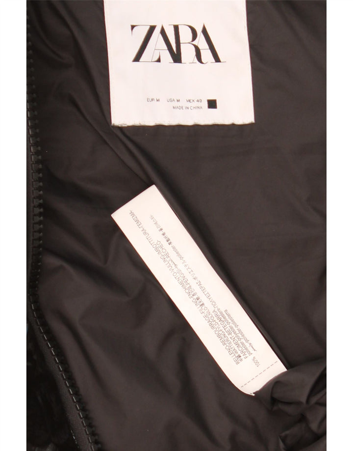 ZARA Gilet rembourré à capuche pour homme UK 38 Medium Noir Polyester
