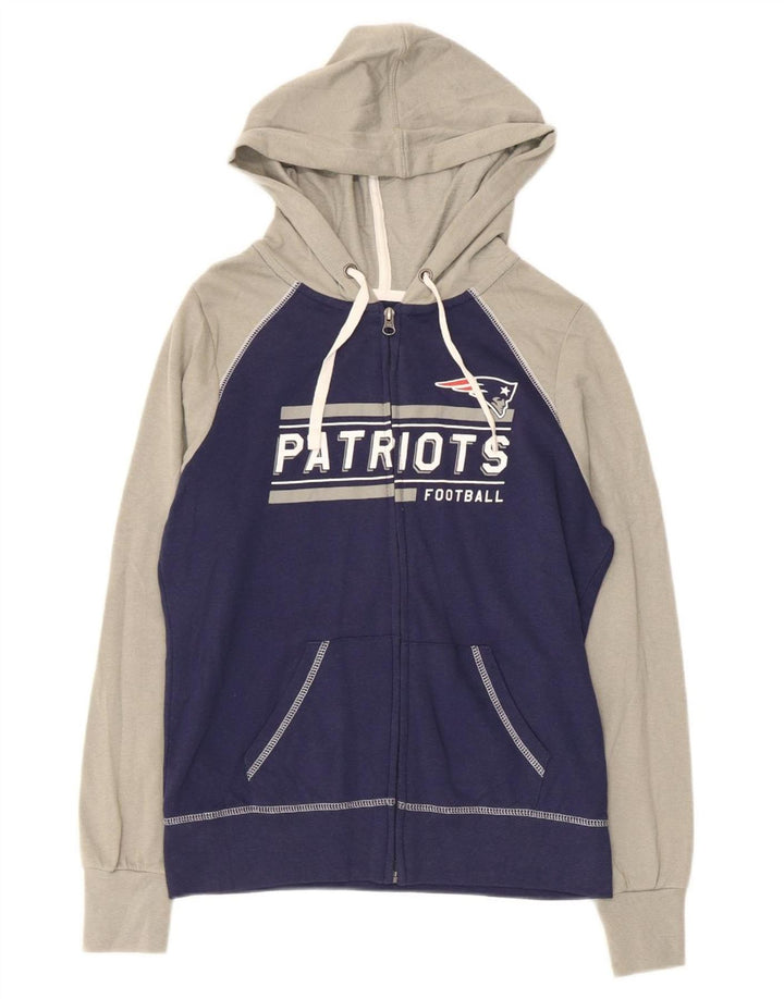NFL Patriots Pull à capuche zippé pour femme UK 10 Petit colorblock bleu marine