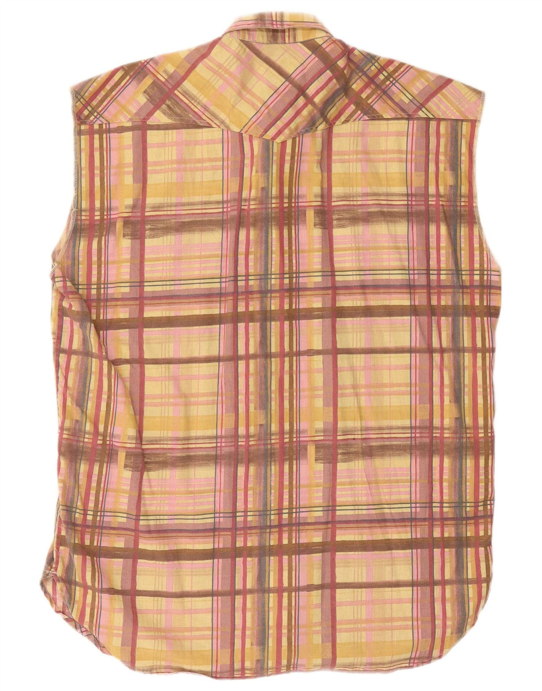 Casucci Chemise sans manches Western pour homme XL à carreaux multicolores
