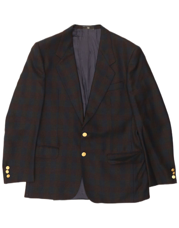 Valentino Veste blazer à 2 boutons pour homme UK 38 Bleu marine moyen à carreaux