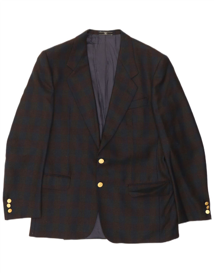 Valentino Veste blazer à 2 boutons pour homme UK 38 Bleu marine moyen à carreaux