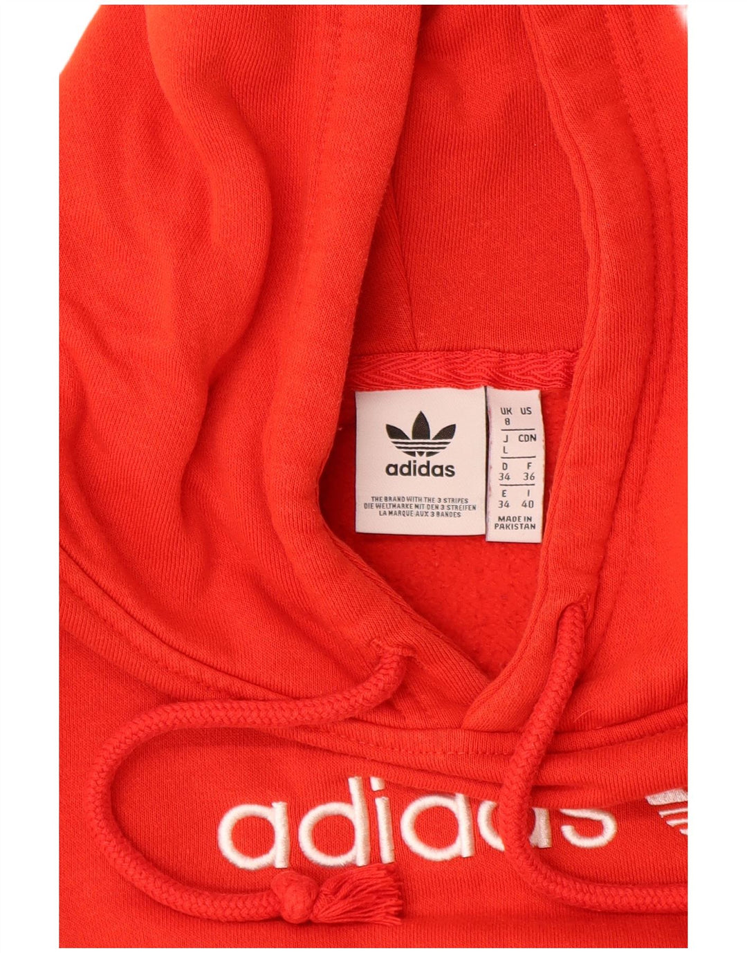 ADIDAS Pull à capuche surdimensionné graphique pour femme UK 8 Petit coton rouge