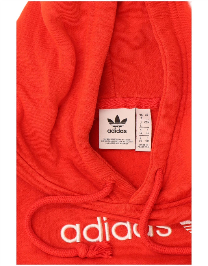 ADIDAS Pull à capuche surdimensionné graphique pour femme UK 8 Petit coton rouge