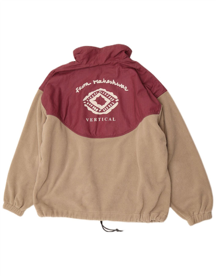 Polartec Pull polaire graphique surdimensionné pour homme, grand motif géométrique beige