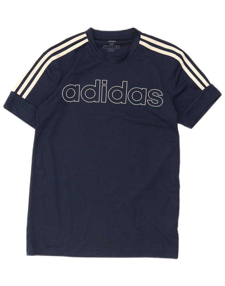 Adidas Hommes Climalite Graphic T-Shirt Top XS Bleu Marine Polyester