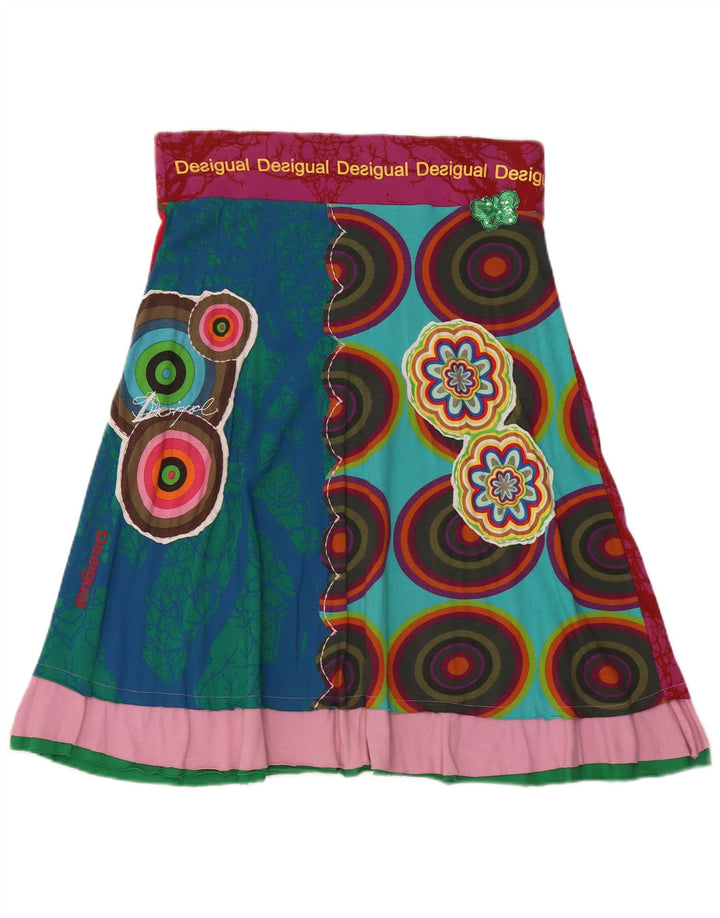 Desigual Jupe trapèze Medium W30 Coton géométrique multicolore