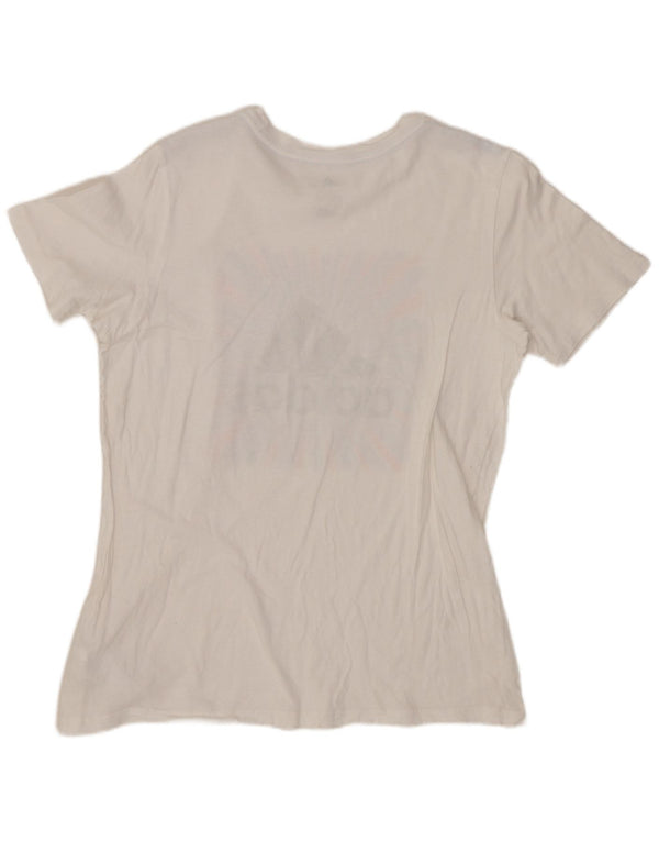 ADIDAS T-shirt graphique coupe régulière pour femme US 14/16 Grand coton blanc