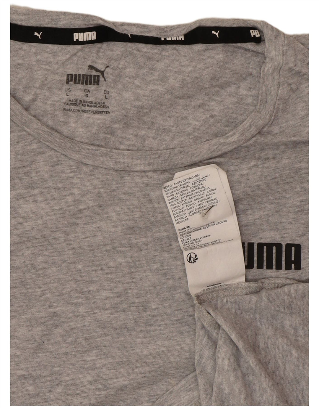 Puma T-Shirt Femme Top UK 16 Large Gris Coton