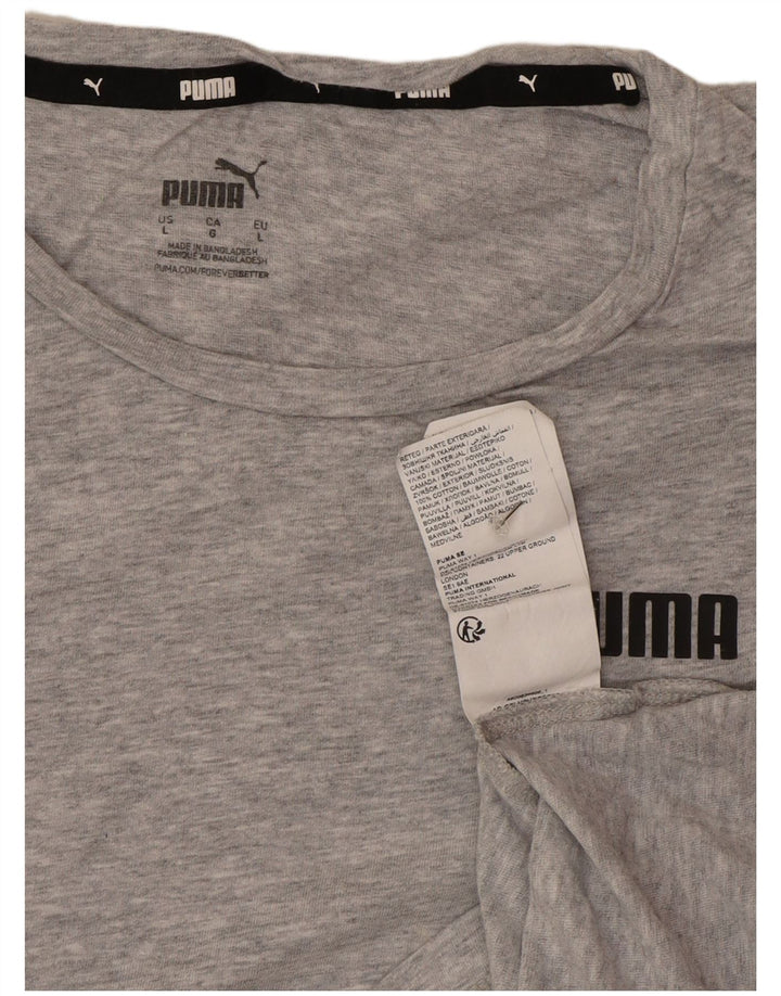 Puma T-Shirt Femme Top UK 16 Large Gris Coton
