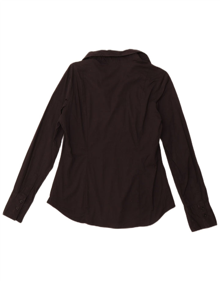 BENETTON Chemise pull femme UK 16 Large Noir Coton