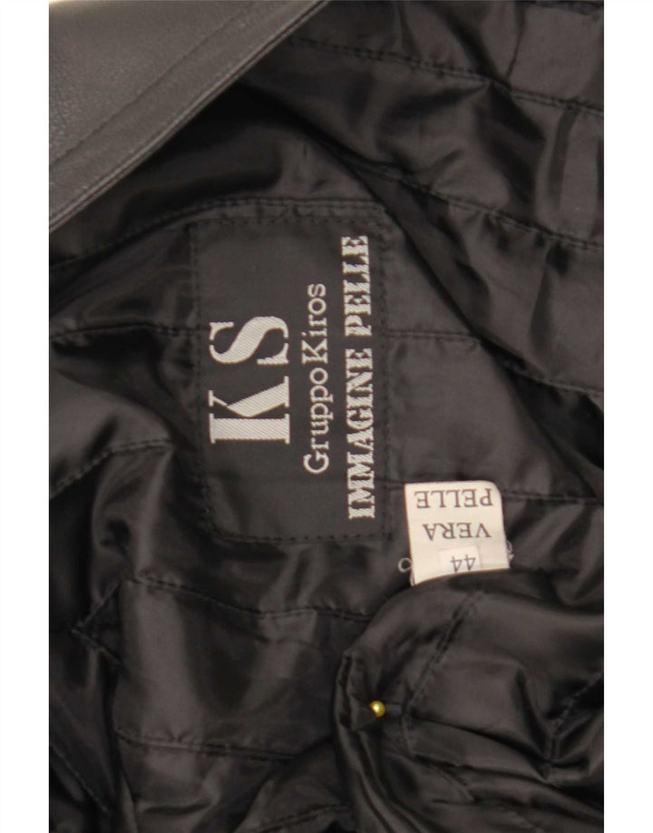 Kiros Manteau en cuir surdimensionné pour femme IT 44 Cuir noir moyen