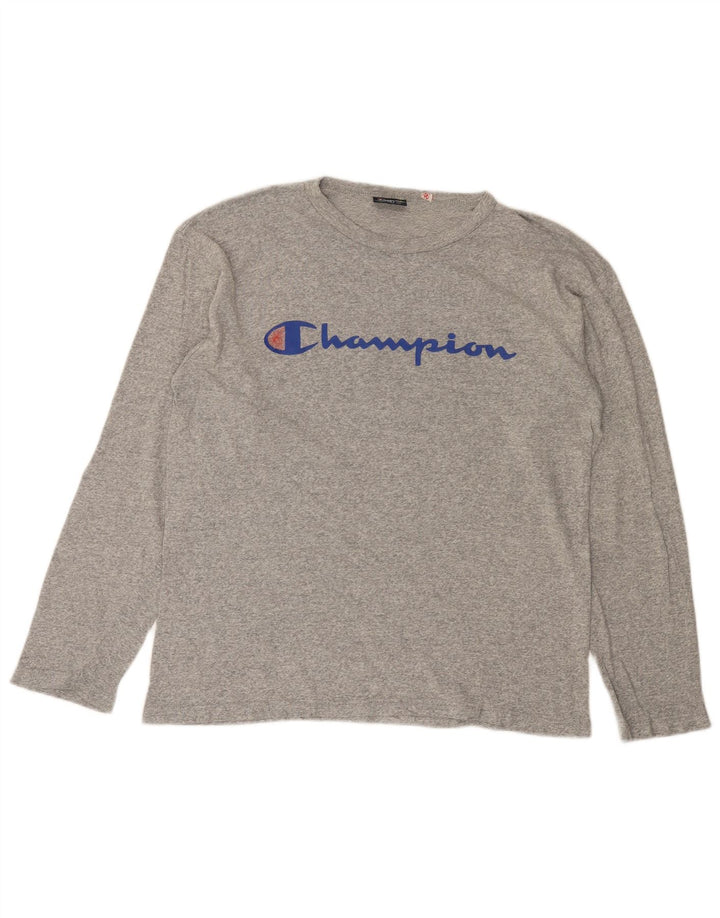 CHAMPION Haut Graphique Manches Longues Homme Gris Moyen Moucheté
