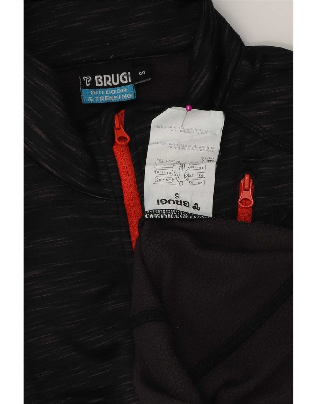 Brugi Sweat-shirt à col zippé pour homme Petit polyester moucheté noir