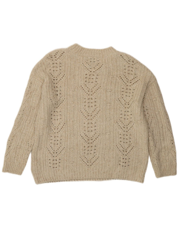 Massimo Dutti Pull à col rond pour femme UK 16 Large Blanc cassé