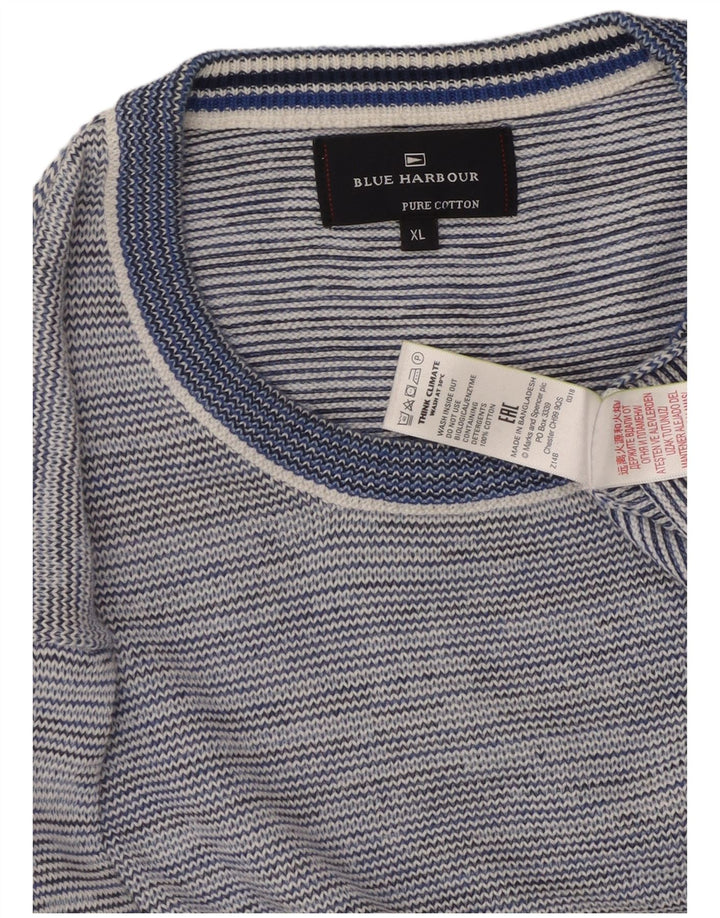Marks & Spencer Pull à col rond Blue Harbour pour homme XL Bleu moucheté