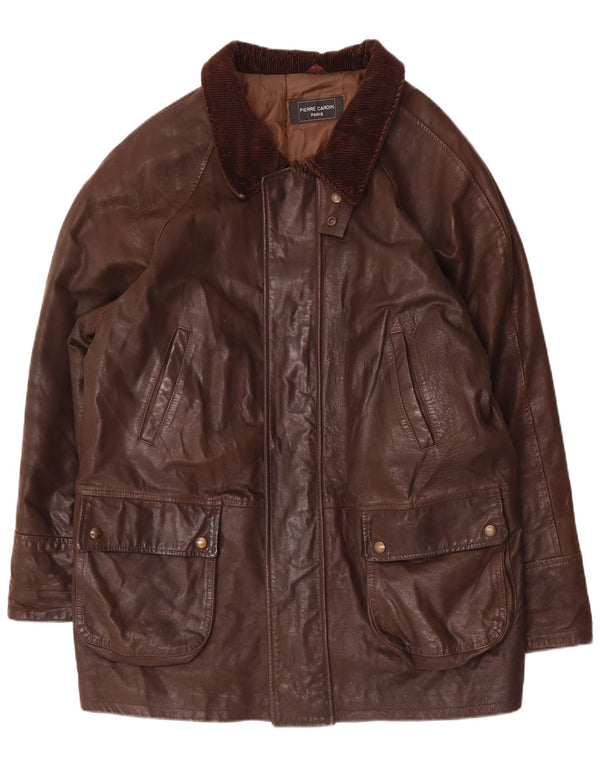 Pierre Cardin Veste en cuir pour homme IT 56 3XL Marron