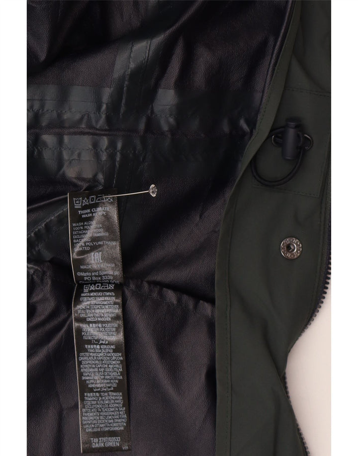 MARKS & SPENCER Veste Parka à Capuche Femme UK 8 Small Vert Polyamide