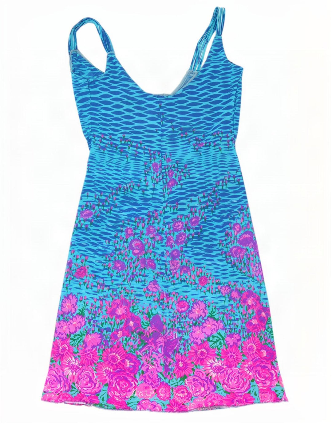 vintage Femme Robe d’été IT 46 Grand Bleu Floral
