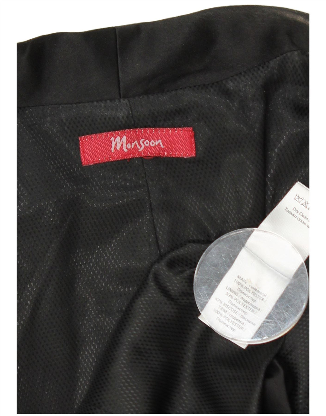 MONSOON Veste blazer courte ouverte pour femme UK 10 Small Noir Polyester