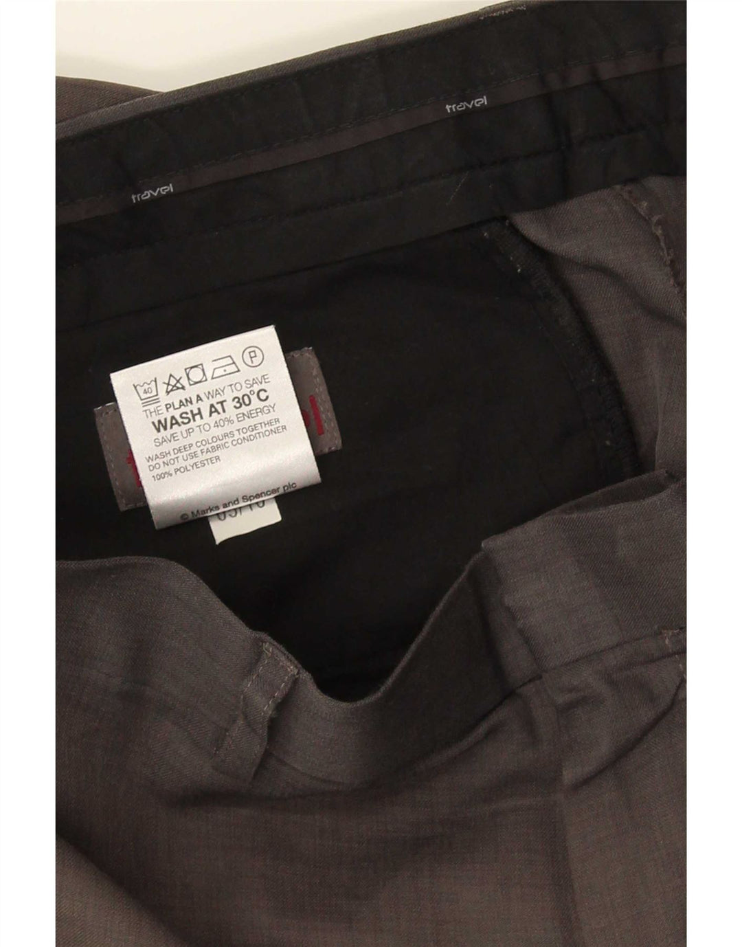Marks & Spencer Pantalon Chino Droit Homme W36 L29 Gris Polyester