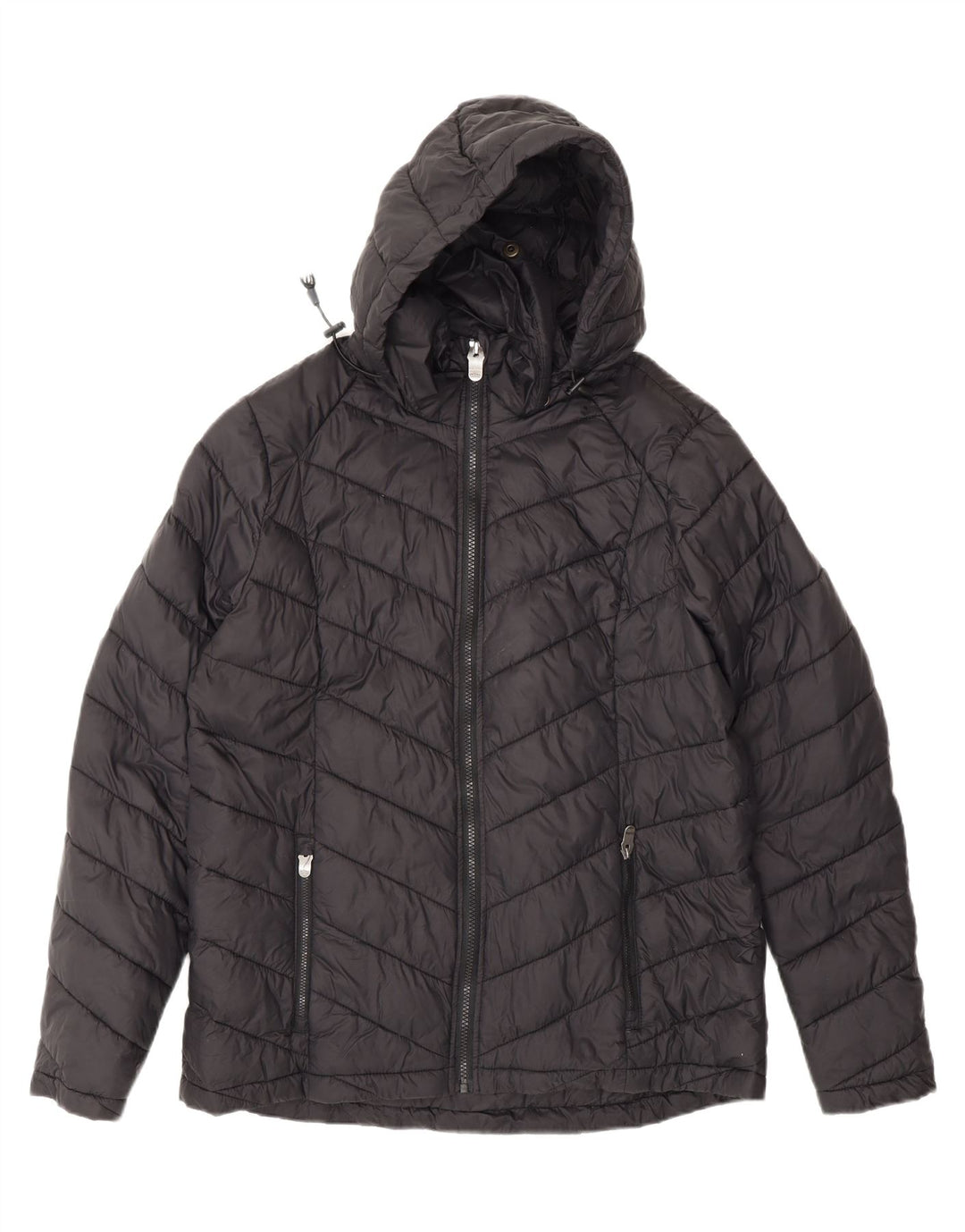 Fat Face Veste matelassée à capuche pour femme UK 16 Large Noir Polyamide