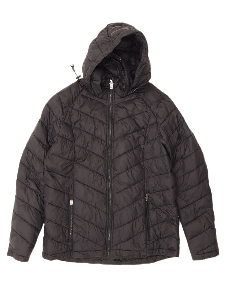 Fat Face Veste matelassée à capuche pour femme UK 16 Large Noir Polyamide