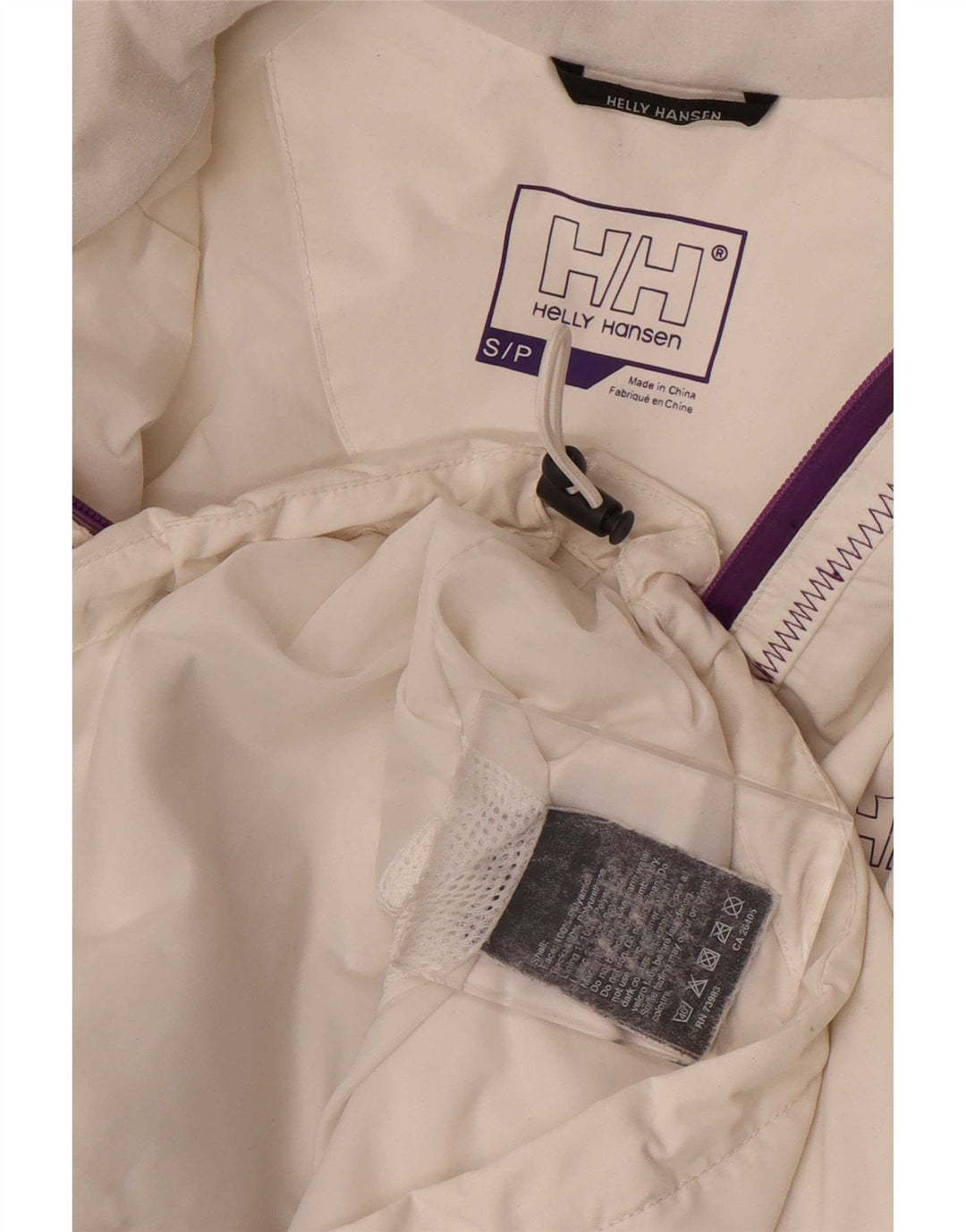 Helly Hansen Veste de pluie à capuche graphique pour femme UK 10 Small Blanc Polyamide