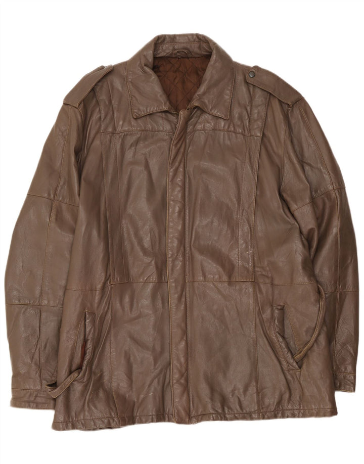 veste en cuir militaire vintage pour hommes UK 40 Large Brown