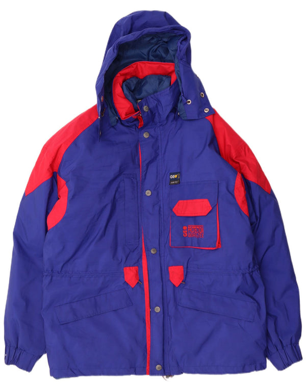 Geo Spirit Veste de ski rembourrée à capuche Gore-Tex pour homme IT 52 XL Bleu Colorblock