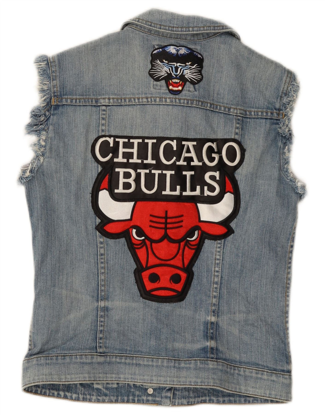 ESPRIT Chicago Bulls Graphic Denim Gilet UK 12 Bleu Moyen Coton