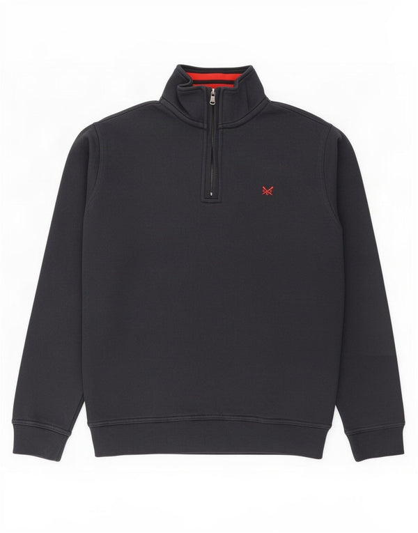 Crew Clothing Sweat-shirt à col zippé pour homme en coton bleu marine moyen