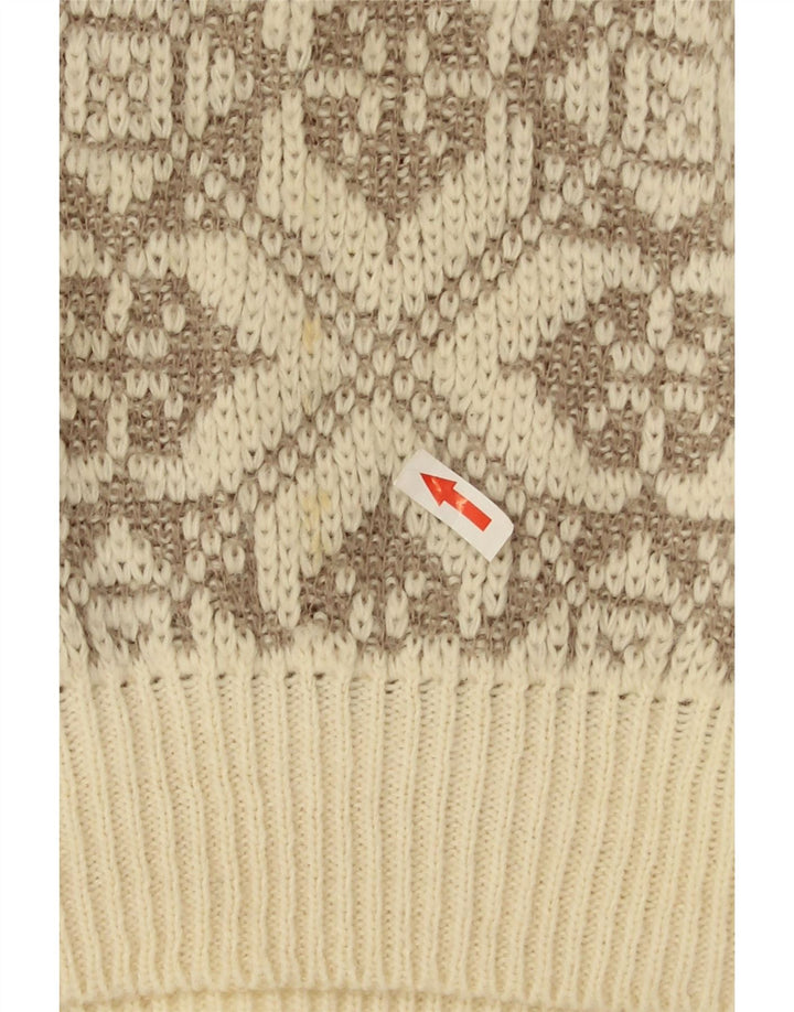 Ciao Pull col rond homme XL laine géométrique beige
